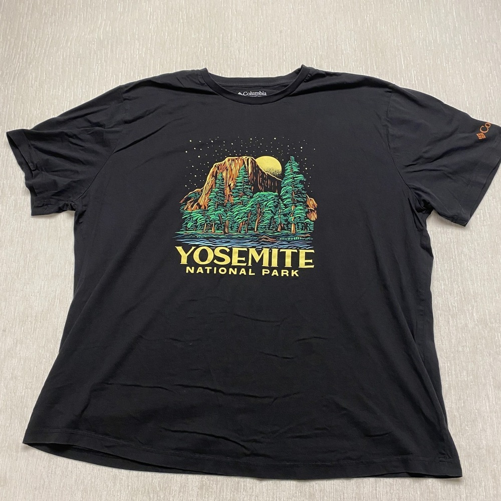 Columbia Yosemite National Park T-Shirt Mens 2X Black Graphic Print Knit Cotton